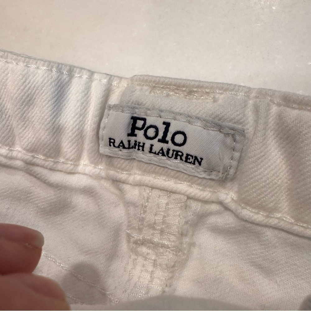 NWT Polo Ralph Lauren Girls White Denim Shorts Raw Hem, adjustable waist Size 4 - Picture 5 of 12